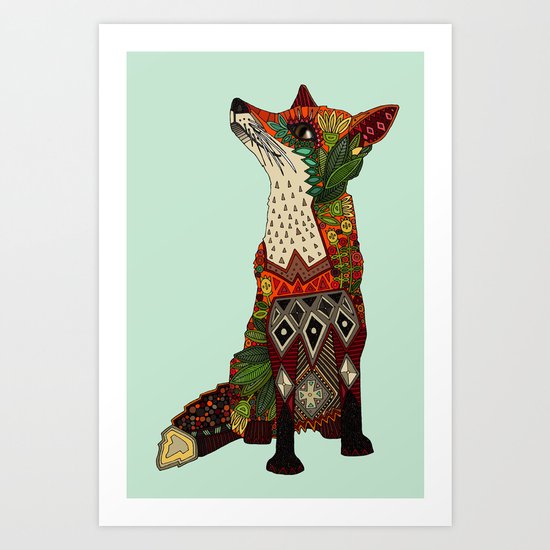fox love mint Art Print