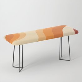 Visca - Orange Colourful Dynamic Wavy Retro Art Design Pattern Bench