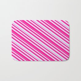[ Thumbnail: Lavender & Deep Pink Colored Striped Pattern Bath Mat ]