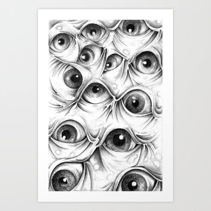 Trippy Abstract Eyeball Drawing Art Print by CameFrom NothingArt Society6