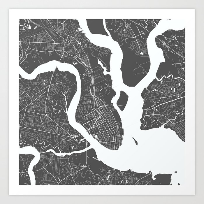 Charleston USA Modern Map Art Print Art Print