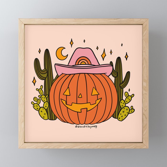 Cowboy Pumpkin Framed Mini Art Print