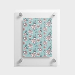 Mint Aqua Pastel Vintage Garden Flower Power Floral Pattern Floating Acrylic Print