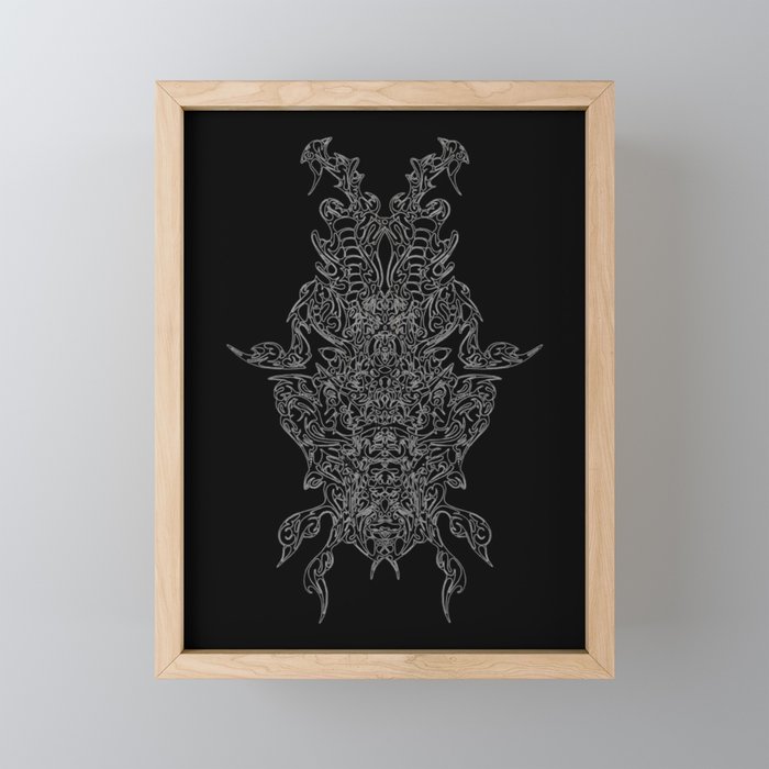 Mask White on Black Framed Mini Art Print