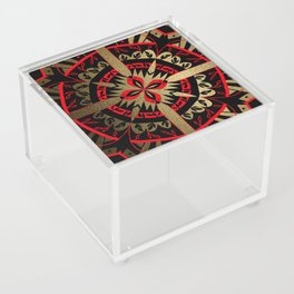 Art Deco Red and Black Bold Mandala Pattern  Acrylic Box