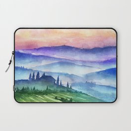 Hand-drawn Watercolor Tuscany Italy Mountains Laptop Sleeve