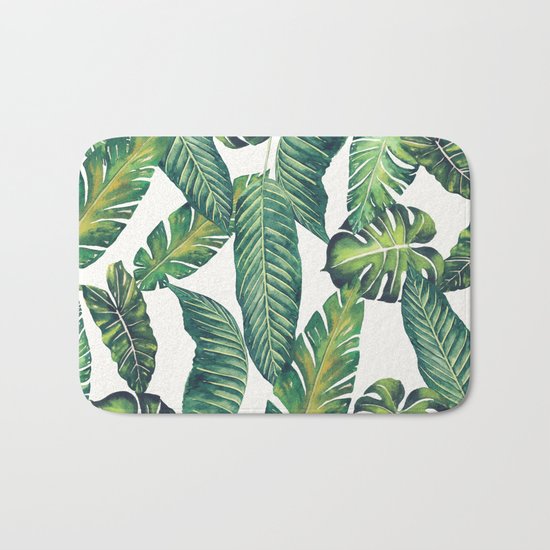 Jungle Leaves, Banana, Monstera II #society6 Bath Mat