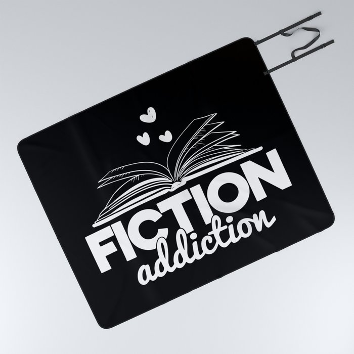 Fiction Addiction Bookworm Reading Quote Saying Book Design Picnic Blanket