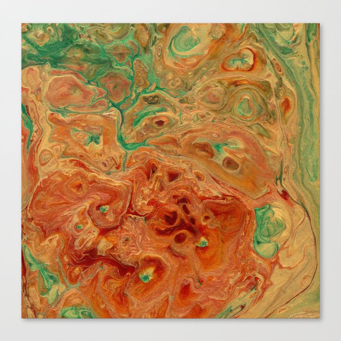 Gold Orange Ochre Green Lava Flow Canvas Print