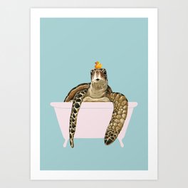 Sea Turtle in Bathtub Art Print