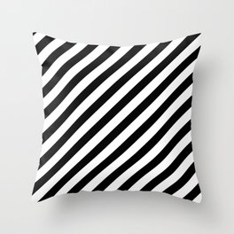 Diagonal Black Stripes Throw Pillow