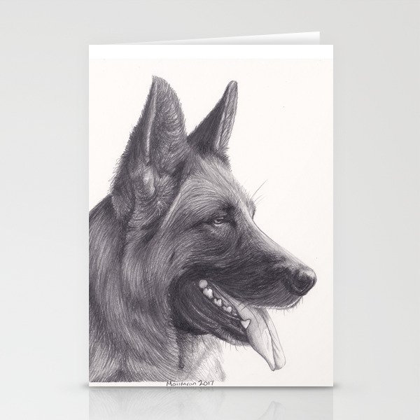 German Shepard Dog - Wildlife Animal Graphite Pencil drawing Artwork Pet Stationery Cards