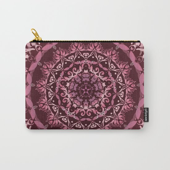 Dusky Pink Floral Damask Mandala Carry-All Pouch