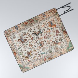 Tabriz Antique Persian Hunting Rug Print Picnic Blanket