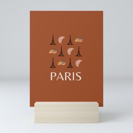 Paris Eiffel Tower Retro Modern Art Decor Illustration Boho Brown Chocolate Tones Mini Art Print