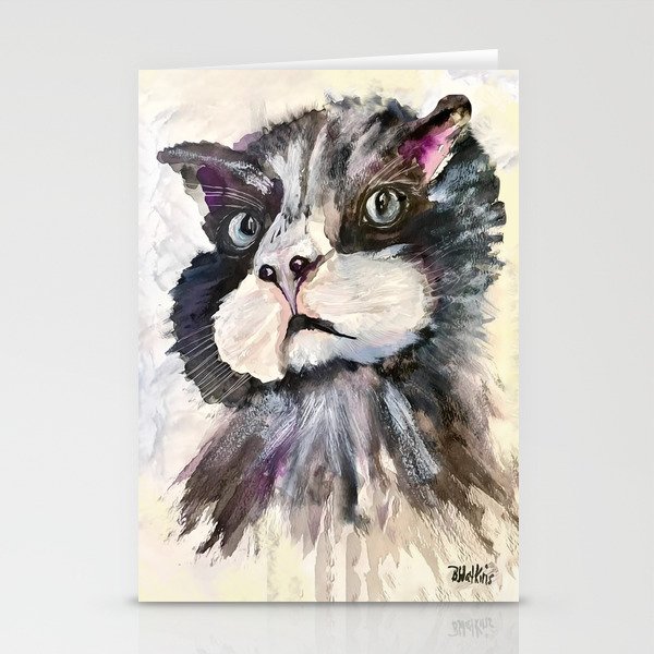 Cattitude Watercolor Stationery Cards