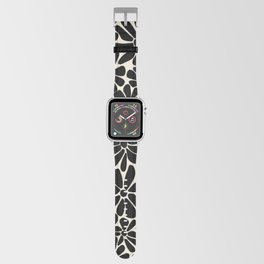 Black and White Retro Floral Art Print  Apple Watch Band