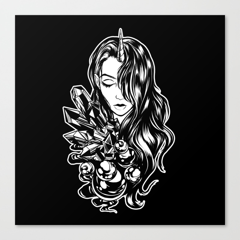 Dark Unicorn Girl Canvas Print By Retkikosmos Society6
