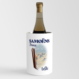Samoëns France skiing travel poster Wine Chiller