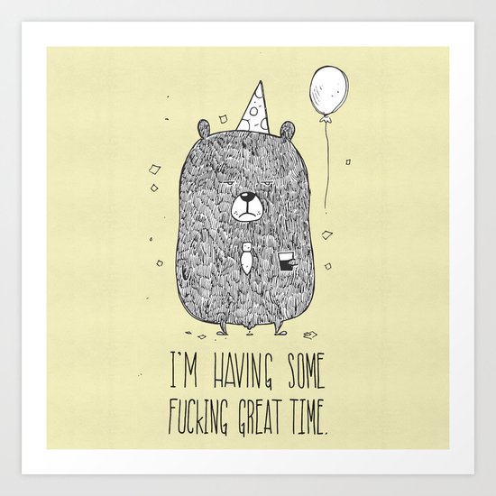 Unemotional Bear Art Print