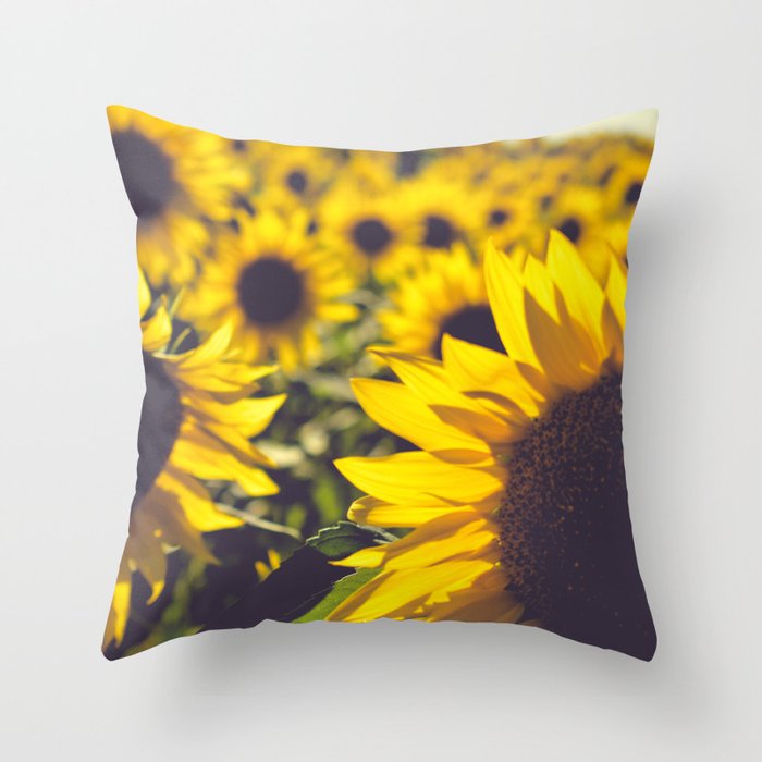 Summer Sunflower Love - boho flower photography Throw Pillow