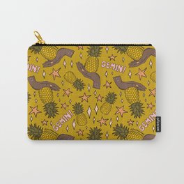 Gemini Pineapple Print Carry-All Pouch | Zodiacsign, Gemini, Horoscopesign, Curated, Drawing, Pattern, Fruit, Pineapple, Astrology, Zodiac 