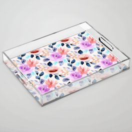 Beautiful Floral Watercolor Pattern Acrylic Tray