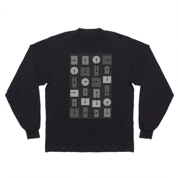 Atomic Age Simple Shapes Black Gray Long Sleeve T Shirt
