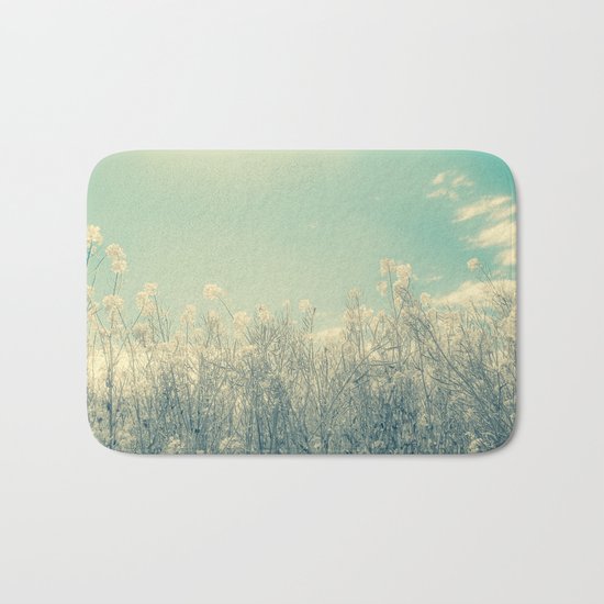 Cotton Candy Wildflowers, Baby Blue Sky Bath Mat