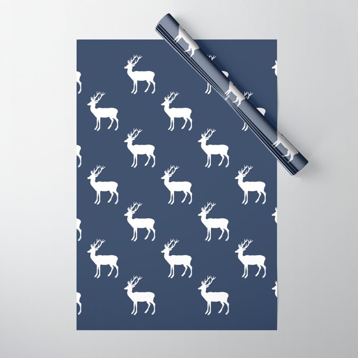 Deers blue wrapping paper by ARTbyJWP | Society6