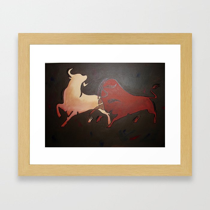 Two Fighting Bulls Framed Art Print