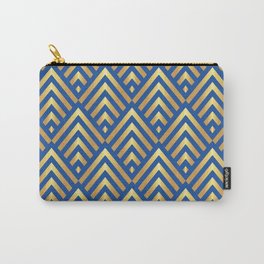 Gold Navy Blue striped Art Deco diamonds large Carry-All Pouch