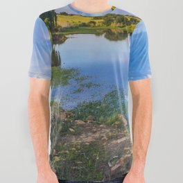 South Africa Photography - A Pond Surrounded By Yellow Fields All Over Graphic Tee