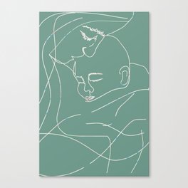 Mother and Baby Line Drawing Canvas Print
