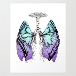 Butterfly Lungs Blue Purple Art Print
