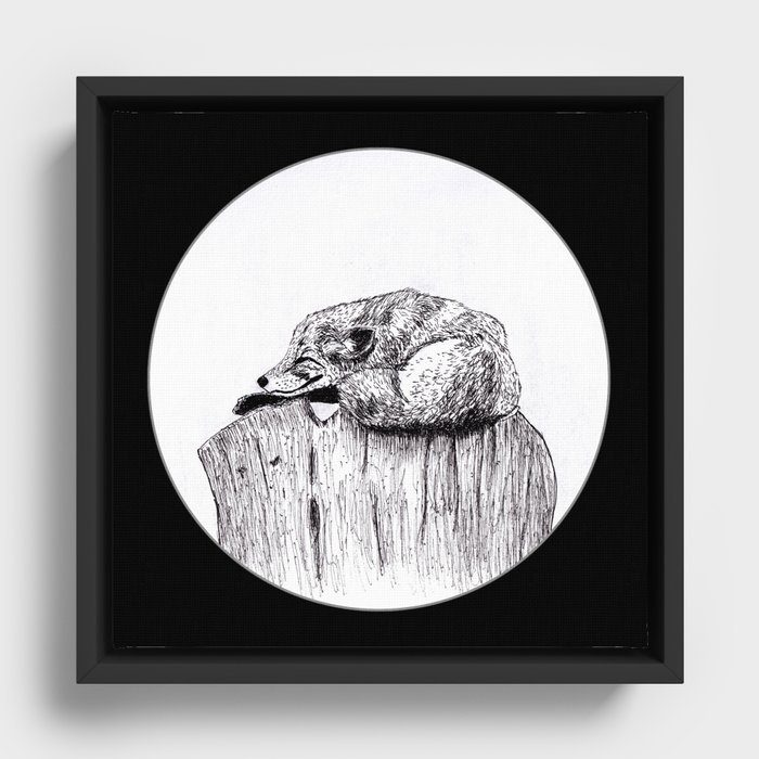 Peace in the Wild - Fox ink Drawings Framed Canvas