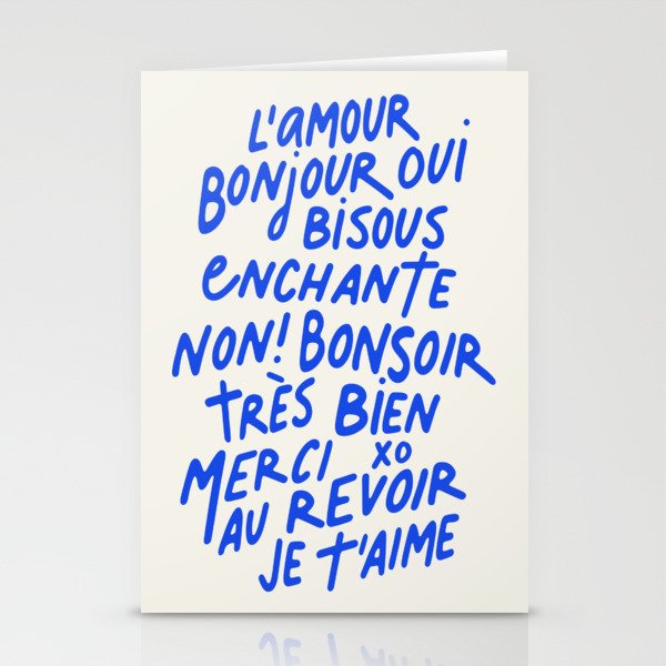 French Words Stationery Cards