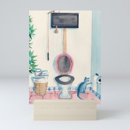 Bathroom Cat I Mini Art Print