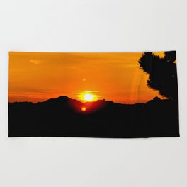 Sunset with Orange Sky Beach Towel