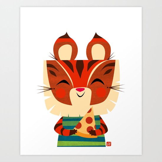 Pizza Tiger Art Print