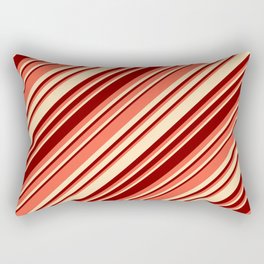 [ Thumbnail: Red, Beige, and Maroon Colored Striped/Lined Pattern Rectangular Pillow ]