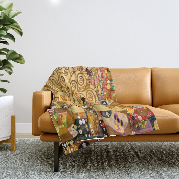 Gustav Klimt The Tree of Life Throw Blanket