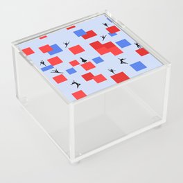 Dancing like Piet Mondrian - Composition in Color A. Composition with Red, and Blue on the light blue background Acrylic Box