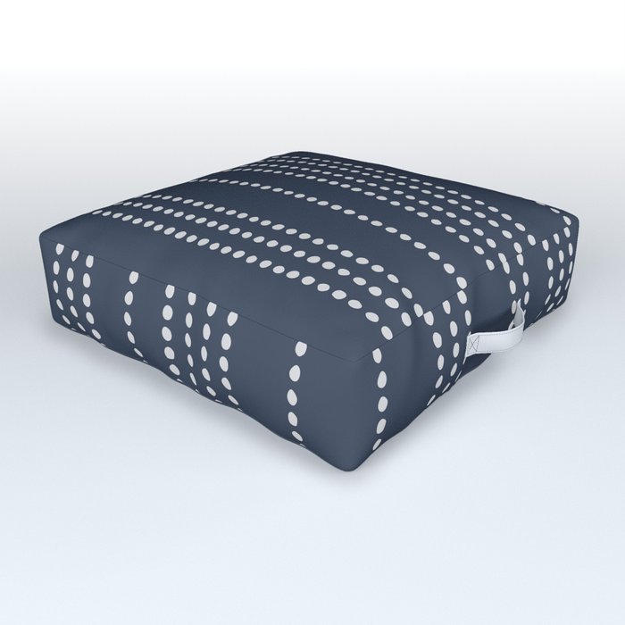 Ethnic Spotted Stripes in Blue Outdoor Floor Cushion