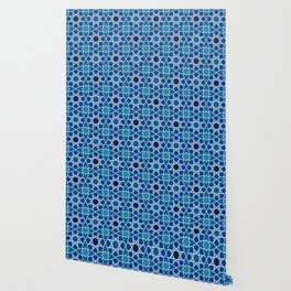 Blue Moroccan-Inspired Tile Wallpaper