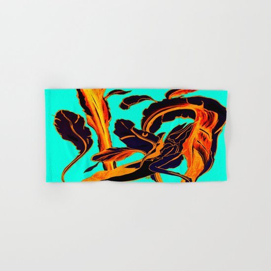 Blue Marker Teal Fire Phoenix Hand & Bath Towel
