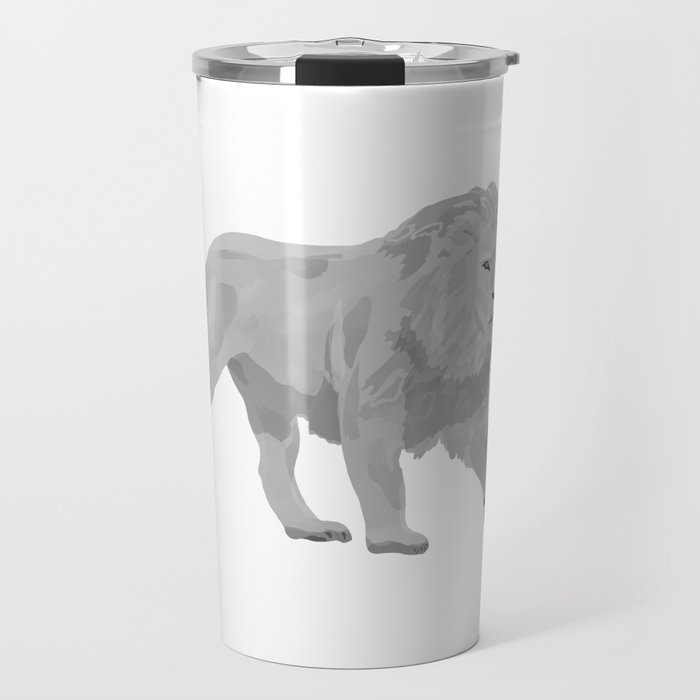 digital painting of a male white lion Travel Mug