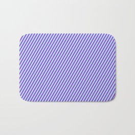 [ Thumbnail: Powder Blue & Purple Colored Stripes Pattern Bath Mat ]