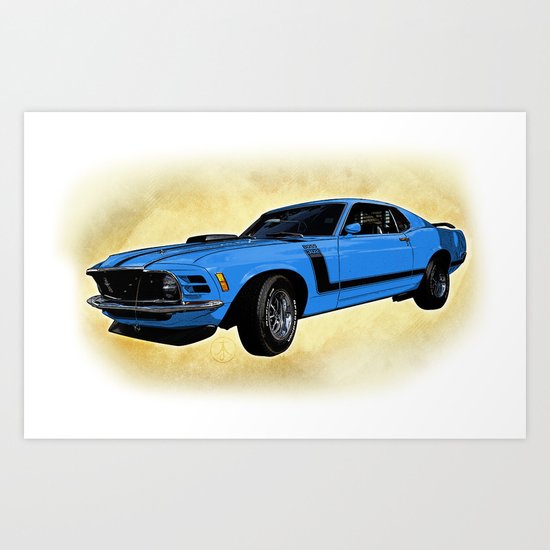 Ford Mustang Boss 302 - Grabber Blue Art Print