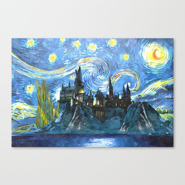 Starry Night Castle Canvas Print